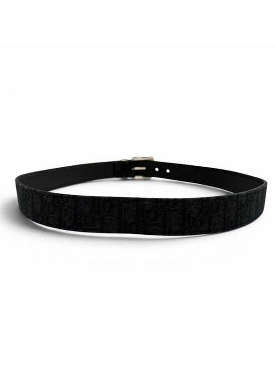 Dior Homme Canvas Leather Oblique Pin Buckle Belt Black Silver main image 11